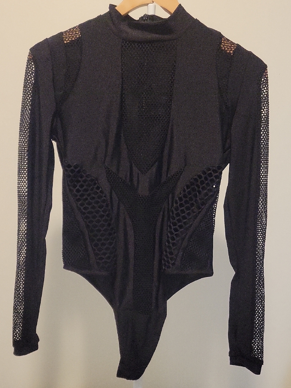 Black Mesh Long-Sleeve Bodysuit - Women